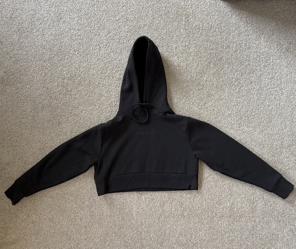 SpaceX Cropped Pullover Hoodie Women's Small Black Logo